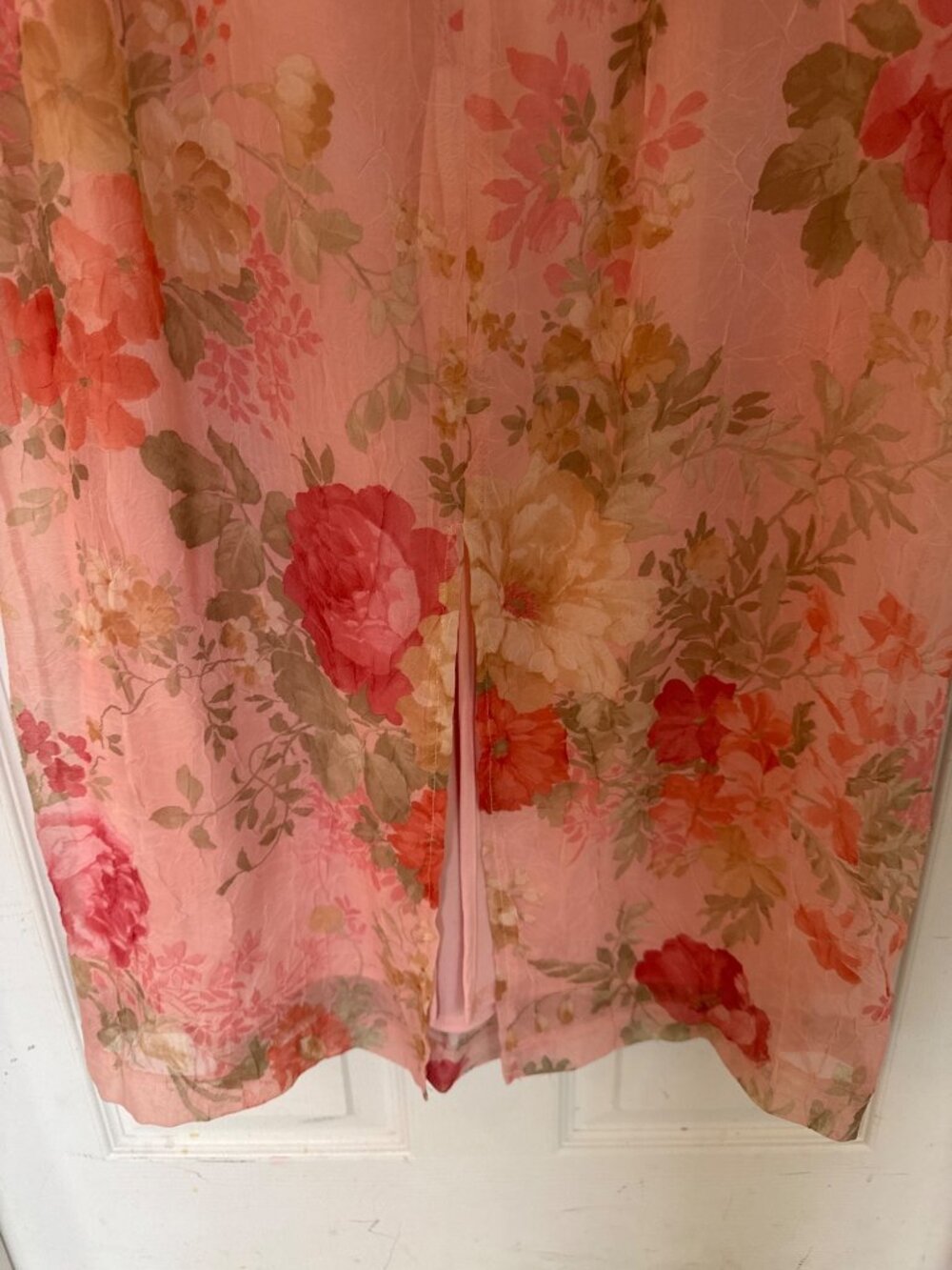 Vintage 90s Miss Dorby Pink Floral Sleeveless Midi Dress Jacket Sheer Lined 12 - Picture 8 of 14